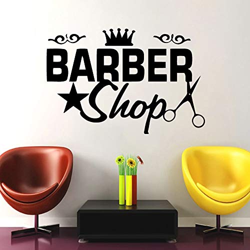 TYLPK Peluquería moderna Barber Shop Pegatinas de pared Pvc Art Poster Home Decorativo Impermeable Decoración de pared Mural Plata L 43cm X 64cm