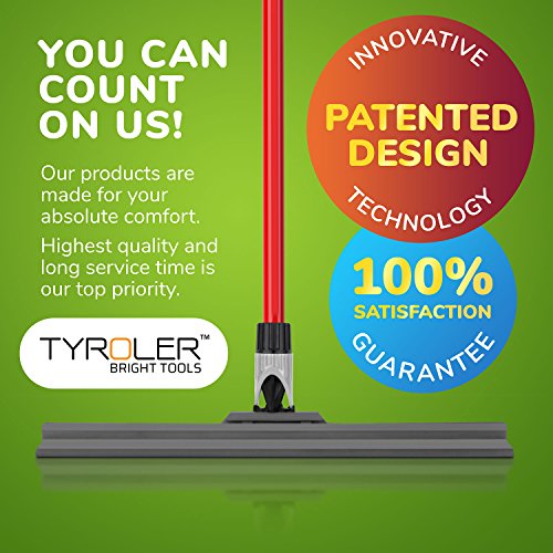 Tyroler Escobilla de Silicona Goma para Suelos - Hoja de 100% silicona Duradera de 45 cm de Ancho - Mango Ligero de 140 cm - Unión Articulada Ajustable - Ideal para Azulejos Madera Concreto y Cristal