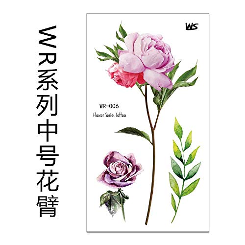 tzxdbh 10pcs-Pintado a Mano Floral Flor Brazo Tatuaje Pegatina Flor Rosa Hombro Tatuaje Pegatina 10pcs- 9.5 * 20cm ， OPP 袋 包装