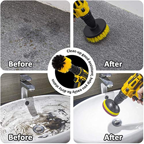 U UZOPI Cepillos de Taladro Eléctrico - 6 Piezas Cepillo Taladro Limpieza Kit Multifuncional Brocha para Taladro Multifuncional Brocha para Limpiar Baño Piso Azulejo Esquinas Cocina Lechada Alfombra