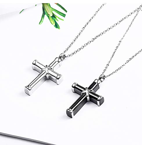 UBBC Cruz Cremación Collar para Cenizas de Acero Inoxidable Crucifijo Memorial Urna Joyería para Mujeres Hombres Colgante de Recuerdo