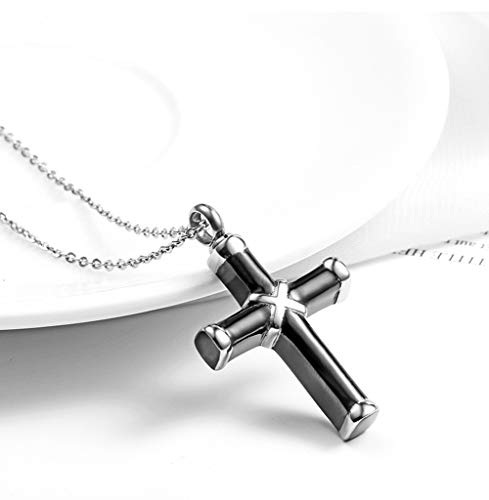 UBBC Cruz Cremación Collar para Cenizas de Acero Inoxidable Crucifijo Memorial Urna Joyería para Mujeres Hombres Colgante de Recuerdo