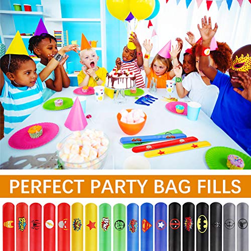 Ucradle Pulsera Bofetada, 36 Piezas superhéroe Slap Pulsera, Slap Bracelets, Snap Pulsera, Banda de Pulsera, Fiesta Juguetes de Infantil Rellenos de Bolsa de Fiesta para niños niñas