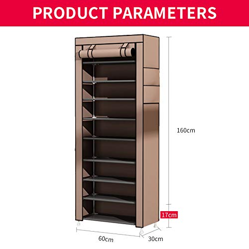 UDEAR Zapato del gabinete Zapatero de Tela 10 Niveles Zapateros y hormas para Zapatos Marrón
