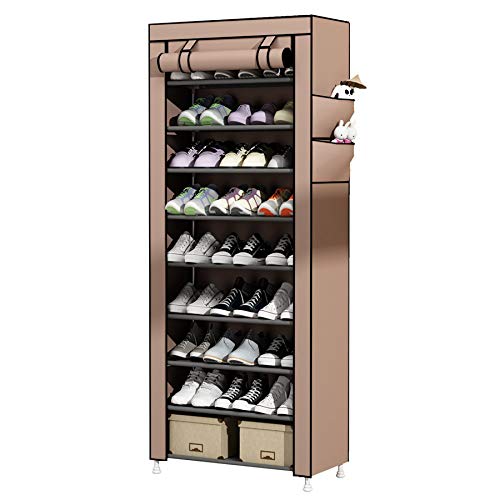 UDEAR Zapato del gabinete Zapatero de Tela 10 Niveles Zapateros y hormas para Zapatos Marrón