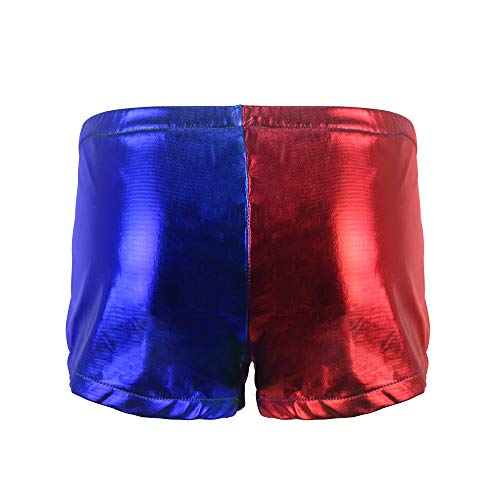 Udekit Pantalones Cortos de Botín Elásticos Rojos y Azules Mujeres Niñas Harley Quinn Cosplay Disfraz Talla Mediana