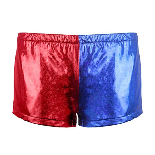 Udekit Pantalones Cortos de Botín Elásticos Rojos y Azules Mujeres Niñas Harley Quinn Cosplay Disfraz Talla Mediana