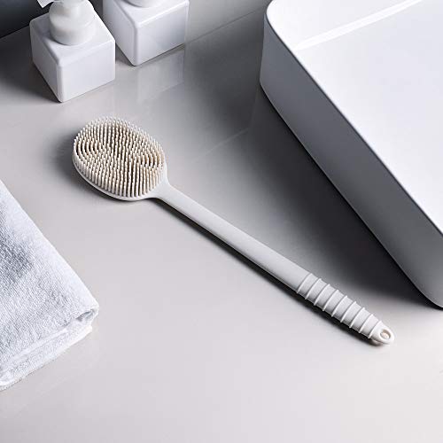 Uervoton Cepillo de ducha de mano, con mango largo, suave y cómodo, para masaje o exfoliación de piel seca, 100% sin BPA, Antideslizante, Baño Ducha Cuerpo Cepillo