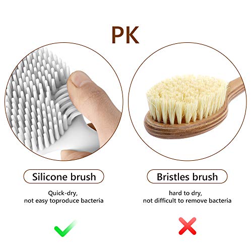 Uervoton Cepillo de ducha de mano, con mango largo, suave y cómodo, para masaje o exfoliación de piel seca, 100% sin BPA, Antideslizante, Baño Ducha Cuerpo Cepillo