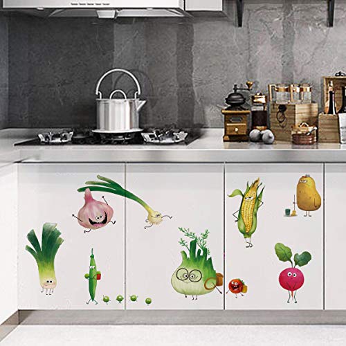 ufengke Pegatinas de Pared Cocina Verduras Vinilos Adhesivos Pared Zanahoria Cebolla Emoji para Comedor Neveras Gabinete