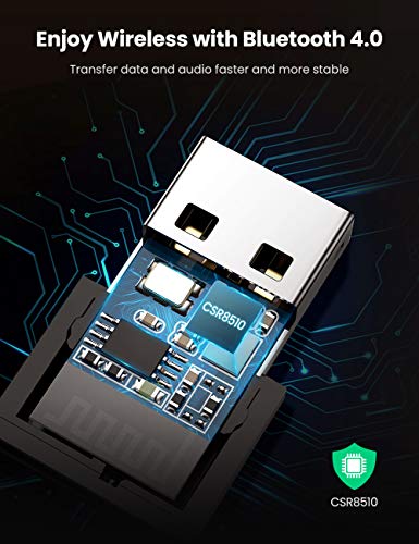 UGREEN Bluetooth USB PC, Adaptador Bluetooth para Mando PS4/Mando Xbox One S, Plug y Play Emisor Receptor con EDR y BLE Tecnología para Auricular/Altavoz/Ratón/Teclado, para Windows10/8/8.1/7/XP/Vista