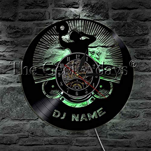 UIOLK Disco de Vinilo lámpara de Pared Rock LED luz Nocturna música Noche Fiesta Reloj de Pared Regalo para DJ