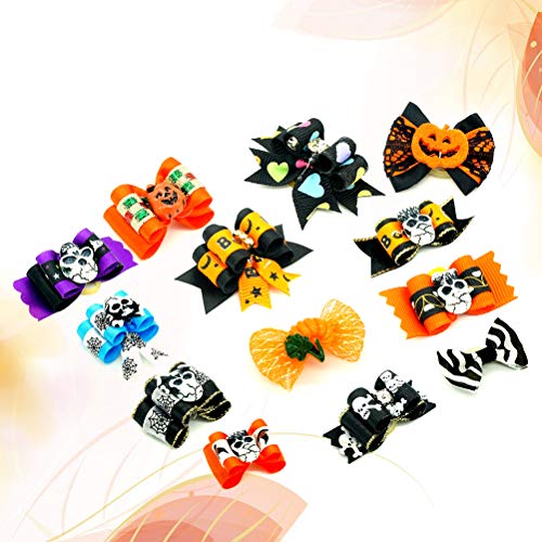 UKCOCO 24 Piezas Clips de Pelo Bowknot para Gato y Perro, Pinza de Pelo Lindo para Perrito, Accesorios de Clip de Pelo de Halloween para Mascotas (Color al Azar)
