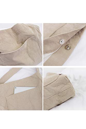 Ulisty Mujer Pana Moda Bolsa de Hombro Casual Bolso Bolsa de la Compra Albaricoque