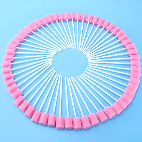 ULTNICE 100pcs Desechable Oral Cuidado Esponjas Diente Limpieza Boca Hisopos Toothette Oral Hisopos (Rosa)