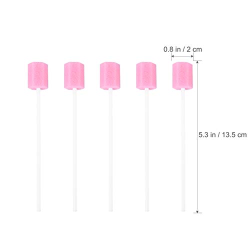 ULTNICE 100pcs Desechable Oral Cuidado Esponjas Diente Limpieza Boca Hisopos Toothette Oral Hisopos (Rosa)
