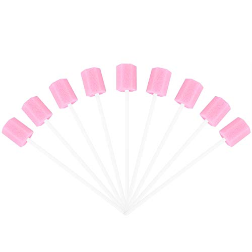 ULTNICE 100pcs Desechable Oral Cuidado Esponjas Diente Limpieza Boca Hisopos Toothette Oral Hisopos (Rosa)