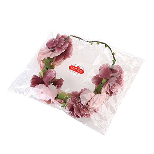 ULTNICE - Diadema de flores para dama de honor, corona de flores boho, guirnalda floral para el pelo, accesorios para bodas, fiestas creativas.