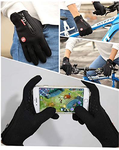 UMIPUBO Guantes de Invierno Guantes Impermeables de Pantalla Táctil Calientes a Prueba del Viento Guantes para el Clima Frío de con Diseño Antideslizante para Hombre y Mujer (M, Negro)