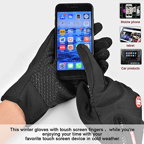 UMIPUBO Guantes de Invierno Guantes Impermeables de Pantalla Táctil Calientes a Prueba del Viento Guantes para el Clima Frío de con Diseño Antideslizante para Hombre y Mujer (M, Negro)
