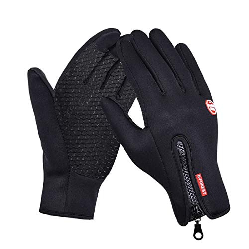 UMIPUBO Guantes de Invierno Guantes Impermeables de Pantalla Táctil Calientes a Prueba del Viento Guantes para el Clima Frío de con Diseño Antideslizante para Hombre y Mujer (M, Negro)