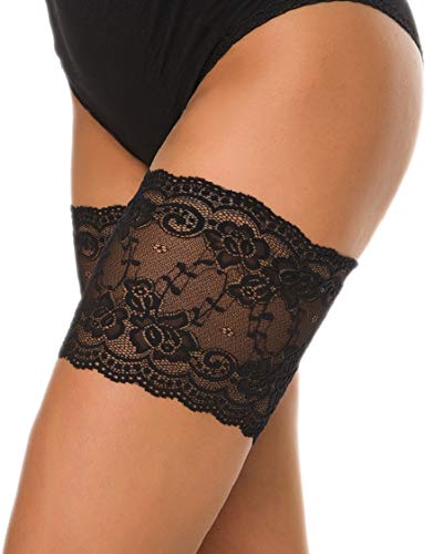 UMIPUBO muslo elástico muslo anti-chafing bandas – evitar roce (D:63-68cm, Negro)