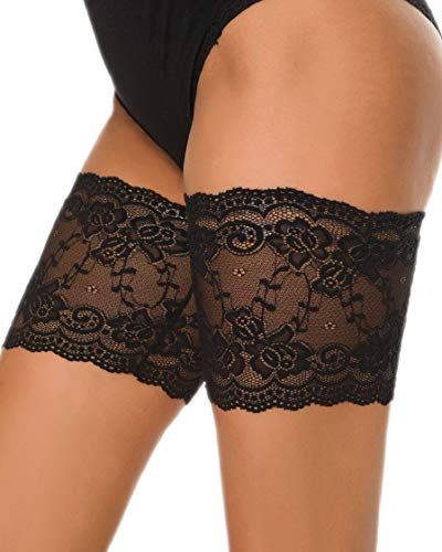 UMIPUBO muslo elástico muslo anti-chafing bandas – evitar roce (D:63-68cm, Negro)