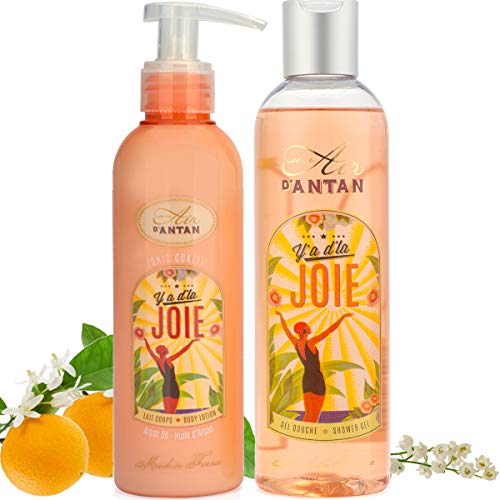 Un Air d’Antan Caja Belleza Joie Mujer,1 Gel de Ducha 250ml, 1 Crema Corporal Hidratante 200ml|Perfume Original Lirio de los Valles, Azahar y Rosa