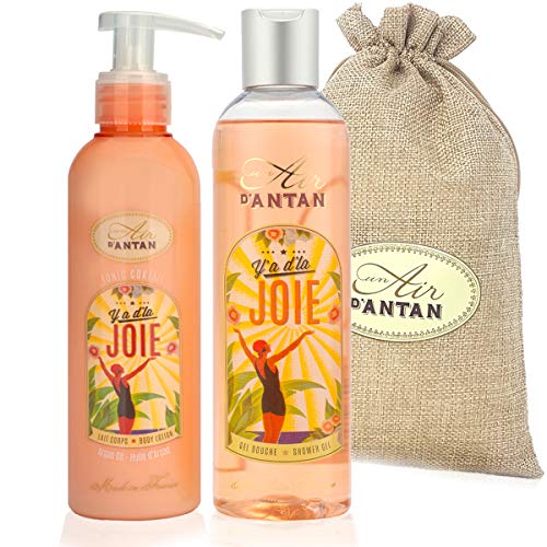 Un Air d’Antan Caja Belleza Joie Mujer,1 Gel de Ducha 250ml, 1 Crema Corporal Hidratante 200ml|Perfume Original Lirio de los Valles, Azahar y Rosa