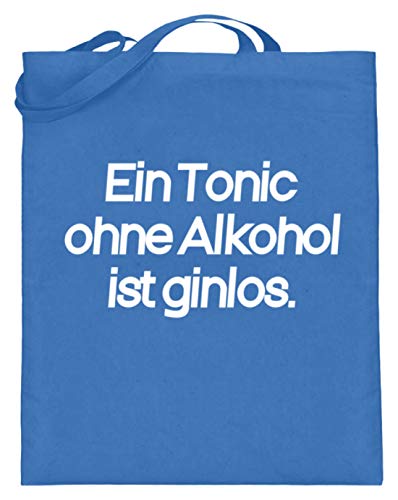Un tónico sin alcohol es ginlos. Divertido diseño de bebida – Diseño sencillo y divertido – Bolsa de yute (con asas largas), color Azul, talla 38cm-42cm