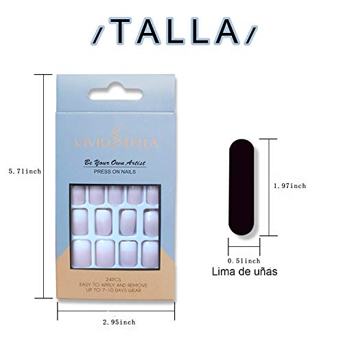 Uñas Postizas Manicura Francesa Rosa Natural Uñas Cortas Puntas de Uñas Falsa Artificial Arte del Uñas 24 Piezas