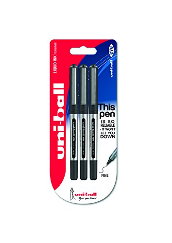 Uni-Ball 153486285 - Bolígrafo de tinta líquida (3 unidades), color negro