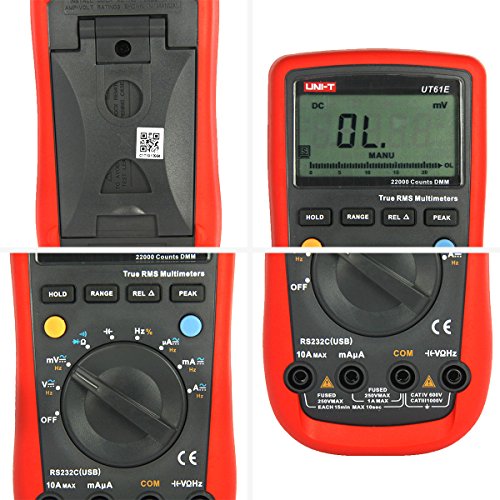 UNI-T UT61E 22000 Condes Multímetro Digital de Precisión Multiprobador AC/DC Voltaje, Corriente, Resistencia, Capacitancia Tester con RS232C Cable(Rango Automática)