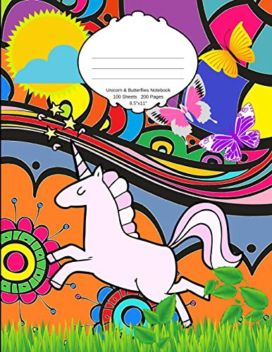 Unicorn and Butterflies Notebook: School supplies composition book and journal for kids