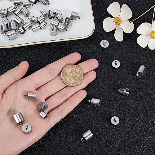 UNICRAFTALE 50pcs Extremos de Cable de Acero Inoxidable, Tapas de Extremos de Cable de Sujetadores de 6/7/8/9/10 mm, 5 Tamaños Extremo de Tubo de Superficie Lisa Extremo de Fabricación de Joyería