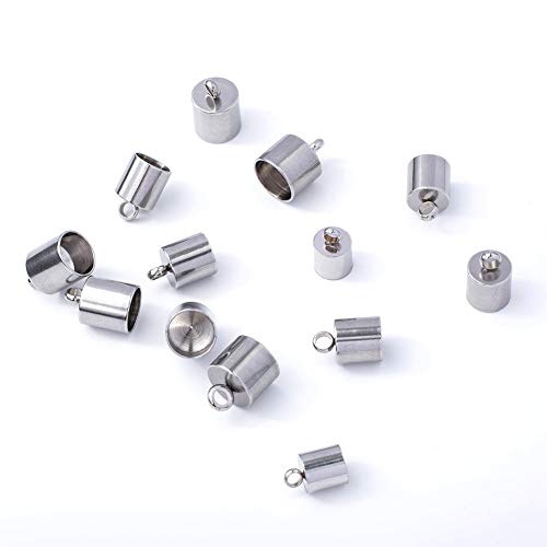 UNICRAFTALE 50pcs Extremos de Cable de Acero Inoxidable, Tapas de Extremos de Cable de Sujetadores de 6/7/8/9/10 mm, 5 Tamaños Extremo de Tubo de Superficie Lisa Extremo de Fabricación de Joyería