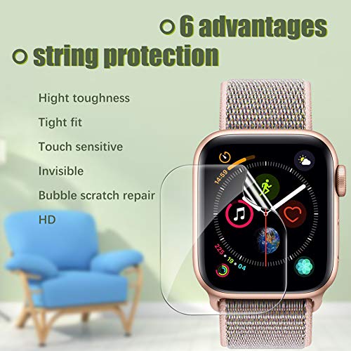 UniqueMe [6 Pack] Protector de Pantalla para Apple Watch 40mm Series 4/5, [Caso amistoso] [Película Flexible] Soft HD Clear Anti-Scratch con