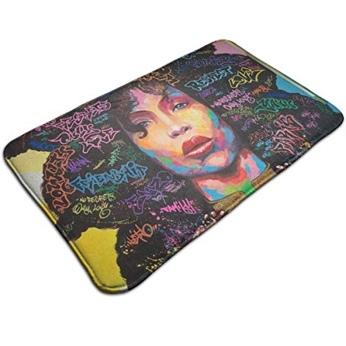 Uosliks Hip Hop Pelo Afro Chica Arte Pared Elegante Área de Tiro Alfombra de Suelo Bienvenido Entrada Alfombra Cocina Baño Piso Alfombra de Fiesta