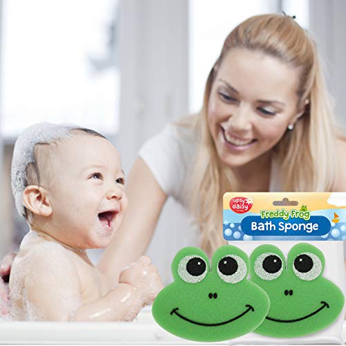 Upsy Daisy - Juego de 2 esponjas de baño de Freddy The Frog | Hecho de material seguro para niños, superabsorbente | Set de esponja de ducha para recién nacidos, bebés y niños pequeños