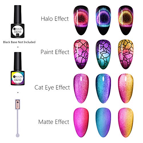 UR SUGAR 7,5ml Cat Eye Gel 9D Esmaltes Semipermanentes Uñas Ojo de Gato Camaleón 3pcs + 1pc Imán (Base Negra Necesaria)