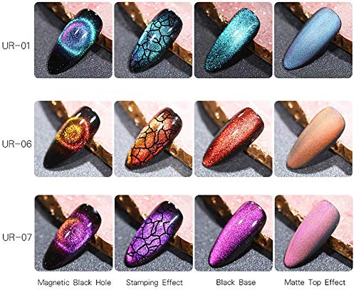 UR SUGAR 7,5ml Cat Eye Gel 9D Esmaltes Semipermanentes Uñas Ojo de Gato Camaleón 3pcs + 1pc Imán (Base Negra Necesaria)
