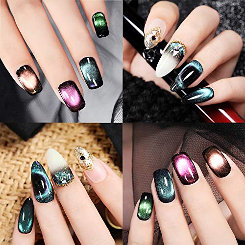 UR SUGAR 7,5ml Cat Eye Gel 9D Esmaltes Semipermanentes Uñas Ojo de Gato Camaleón 3pcs + 1pc Imán (Base Negra Necesaria)