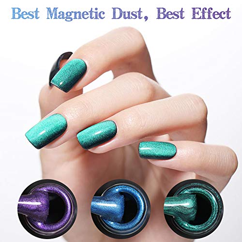 UR SUGAR 7.5ml Esmalte de Uñas Semipermanente Gel Ojo de Gato Efecto Jade Brillante Uñas Gel con Flores Imán Magnético 6pcs Kit