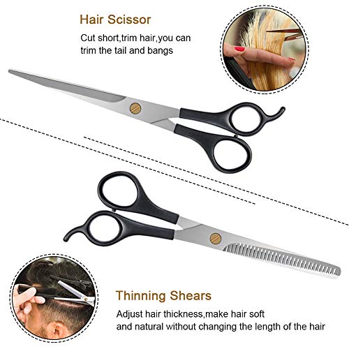 URAQT Kit Tijeras Peluqueria Profesional, Tijeras Entresacar y Kit de Peluqueria Completo, Tijeras de Peluquero de Acero Inoxidable para Salón/Hogar/Mascota