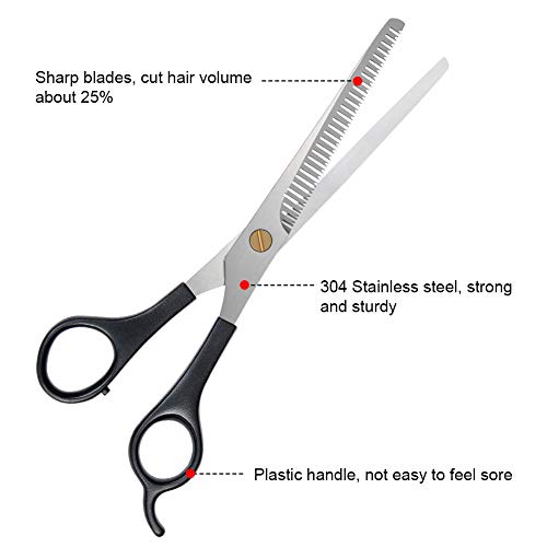 URAQT Kit Tijeras Peluqueria Profesional, Tijeras Entresacar y Kit de Peluqueria Completo, Tijeras de Peluquero de Acero Inoxidable para Salón/Hogar/Mascota