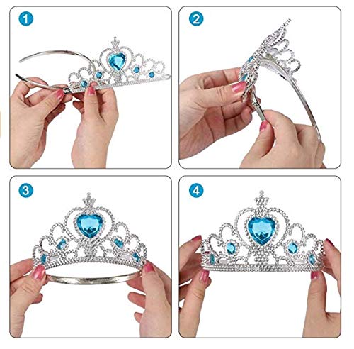 URAQT Vestido de Princesa Elsa, Reina Frozen Disfraz Elsa Vestido Infantil Niñas Costume Azul Cosplay de Disney Disfraz de Halloween, Cumpleaños, Carnaval y la Fiesta (130) Azul