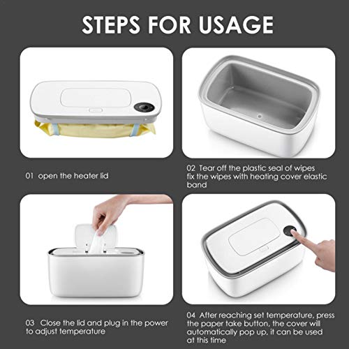 Urben Life Caja De Toallitas Húmedas, Se Puede Calentar Toallitas Calientes Soporte Dispensador De Toallitas Húmedas, Sensor De Temperatura Incorporado, Mantiene La Temperatura A 45-55 Grados
