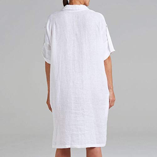 URIBAKY Verano Mujer Manga Corta Vestidos De Solapa Adolescente Chica Mini Vestido Casual Falda De Camisa De Color SóLido