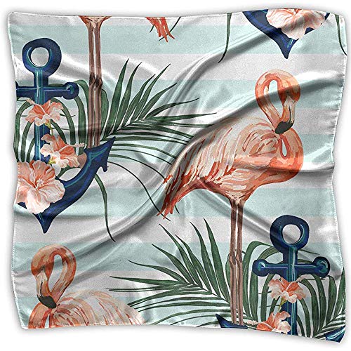 Uridy Bufandas de seda pequeñas para mujeres Ligero Satén Cuadrado/Pañuelo en la cabeza/Hairwrap/Neckscarf Palm Tree Flamingo