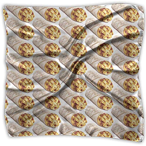 Uridy Lady Ideal Gift - Bufanda de seda Mujer Satén cuadrado Pañuelo en el cuello Cuello Bufanda Moda Taco Burrito Patrón Gran pañuelo suave y ligero